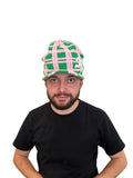 Green + Pink Blue Running Man Brim Beanie